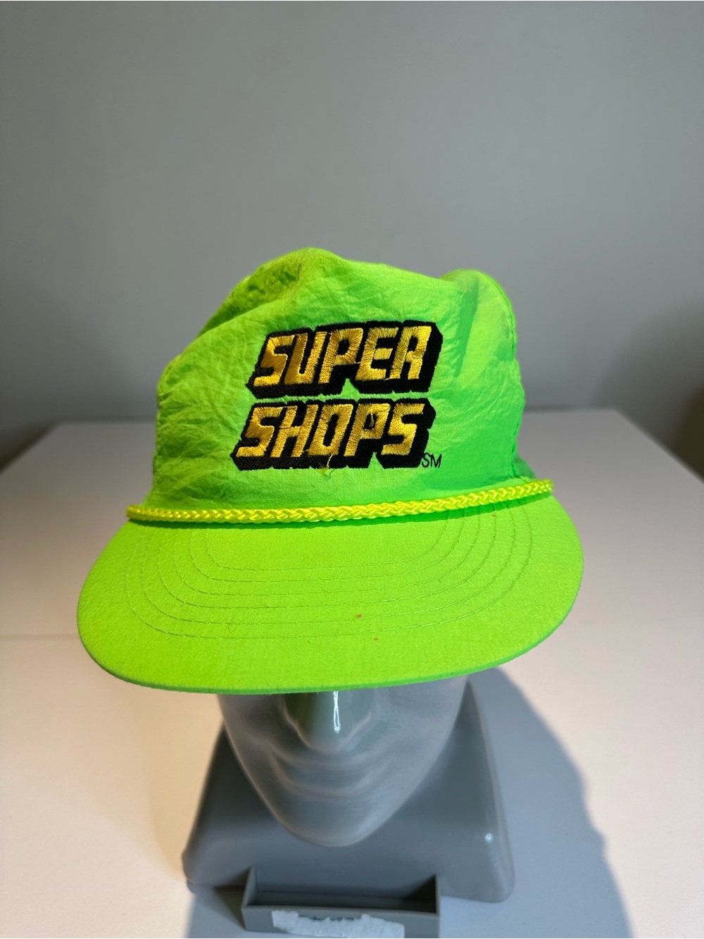 Neon Green "Super Shops" Rope-Trim Cap
